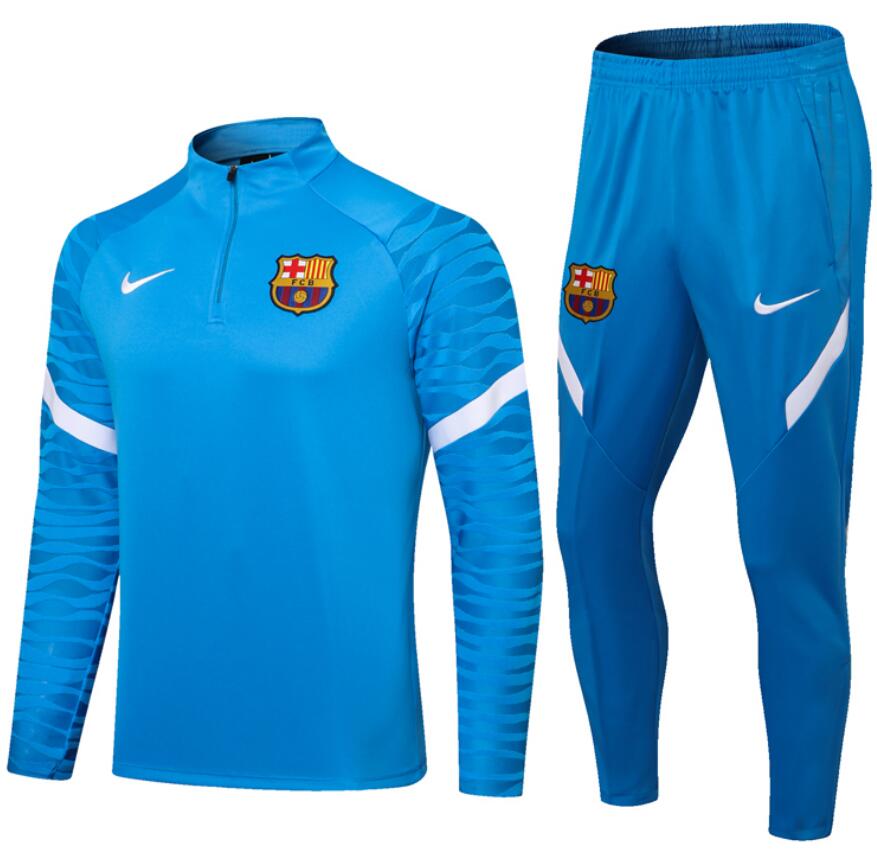 2021/22 Barcelona Blue White Training Kits Sweatshirt with Trousers